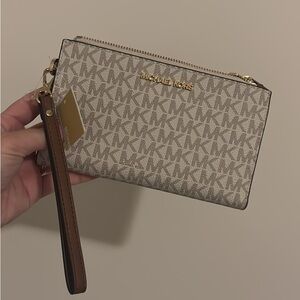 Michael Kors Beige Monogram Wristlet